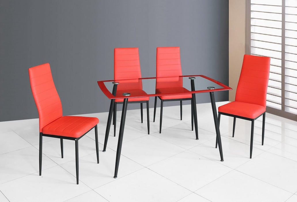D341 - 5 Piece Dining Room Set (Table, 4 Chairs) - Red - alternate view 2