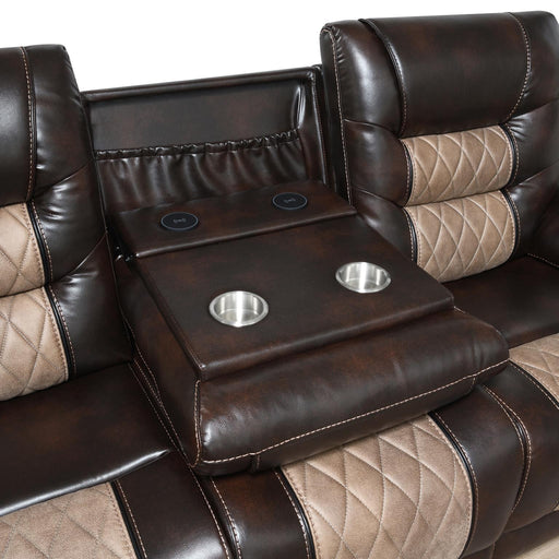 U141 - Motion Sofa With Drop Down, And Two Wireless Chargers - Brown - alternate view 2