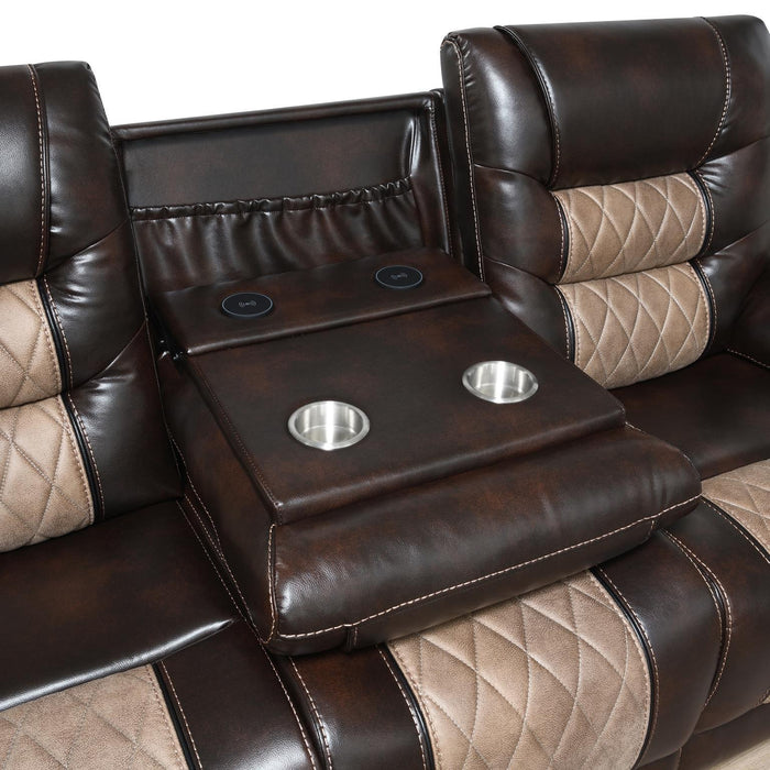U141 - Motion Sofa With Drop Down, And Two Wireless Chargers - Brown - alternate view 2