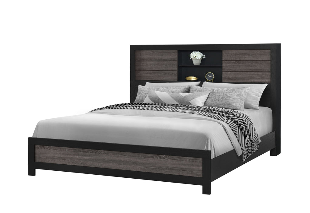 Lisbon - King Bookcase Bed - Gray / Black - alternate view 3