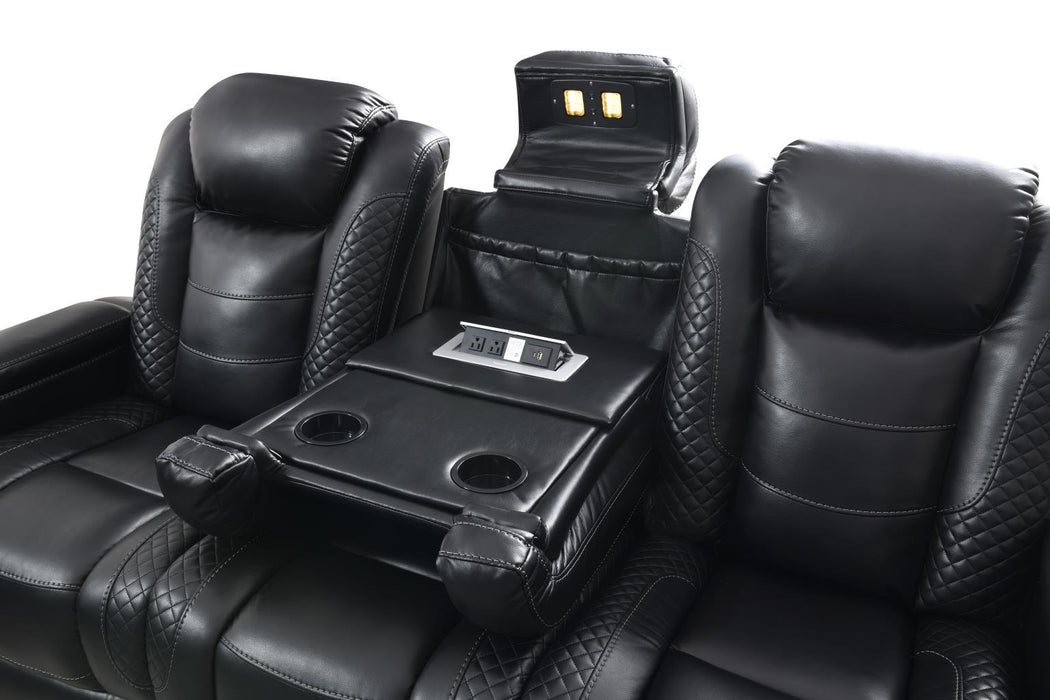 U92 - LED Power Reclining With Power Headrest, Bluetooth Speaker, And Drop Down Table Loveseat - Black - alternate view 3