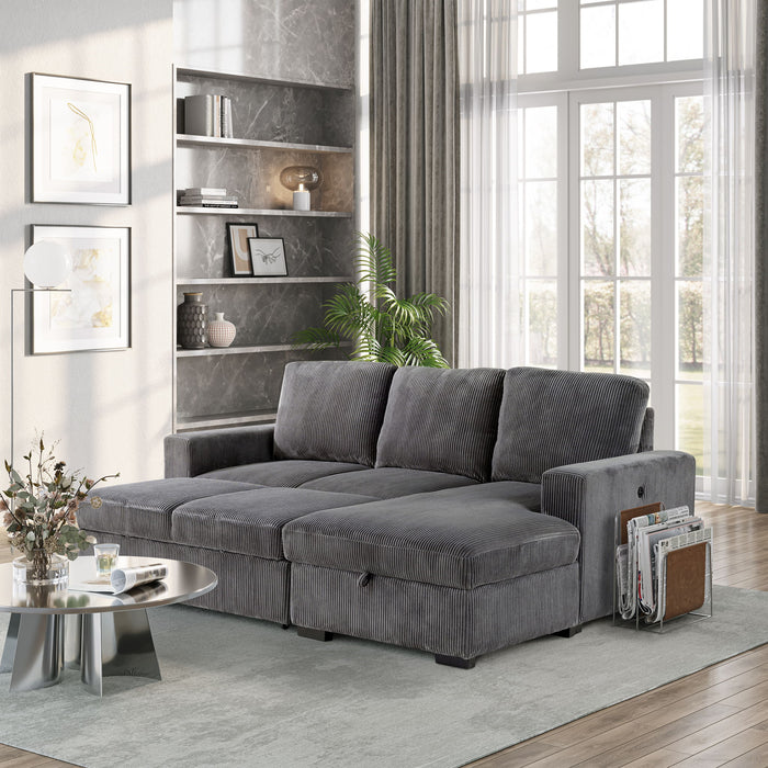 U2660 - Sectional With Pull Out Sofa Bed - Gray - alternate view 3