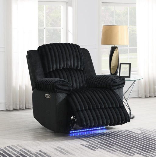 U161 - Corduroy Power LED Reclining Chair - Black