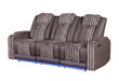 U8000 - Power Reclining Sofa With Power Headrest, Dropdown Table With Wood Trim & Reading Light & LED Light - Brown - alternate view 3