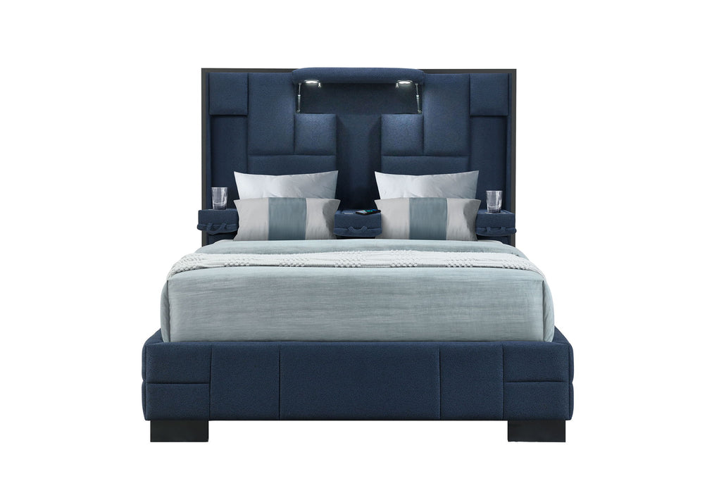 Oscar - Queen Bed Without Wood Trim - Navy Blue - alternate view 4