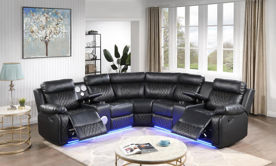 U63 - Motion 3 Piece Sectional With Bluetooth Speaker - Black - alternate view 2