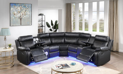 U63 - Motion 3 Piece Sectional With Bluetooth Speaker - Black - alternate view 2