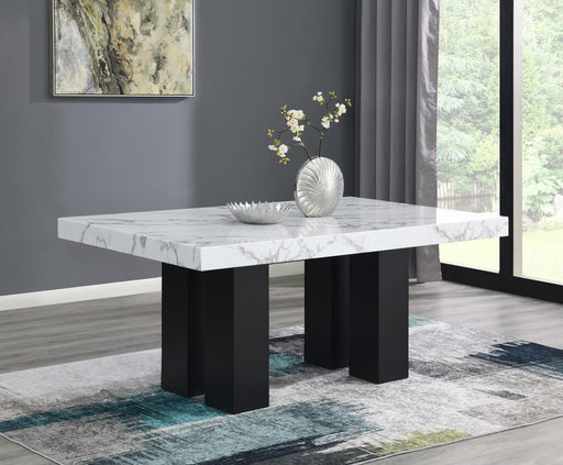 D131 - Faux Marble Dining Table - White / Black - alternate view 2
