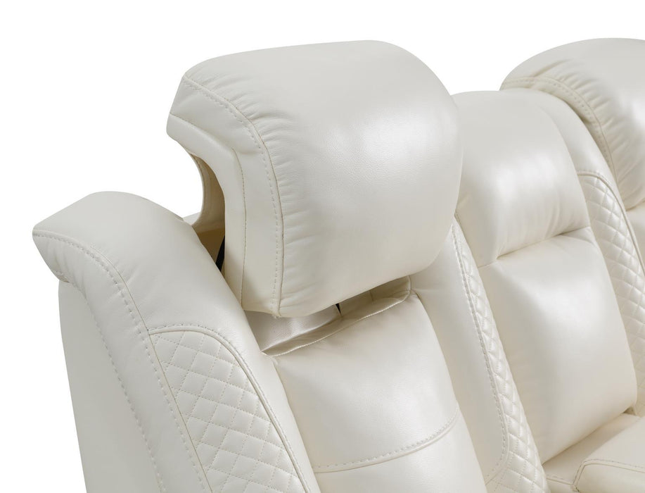 U94 - LED Power Reclining With Power Headrest, And Drop Down Table Sofa - White - alternate view 4