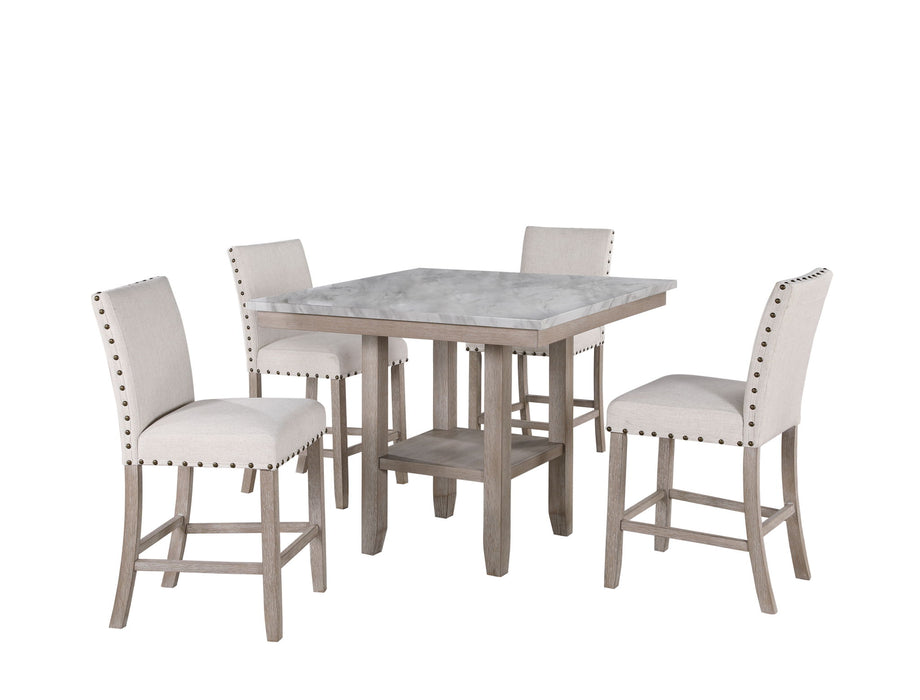 D4010 - 7 Piece Dining Room Set (Bar Table And 6 Bar Stools) - Natural / White - alternate view 4