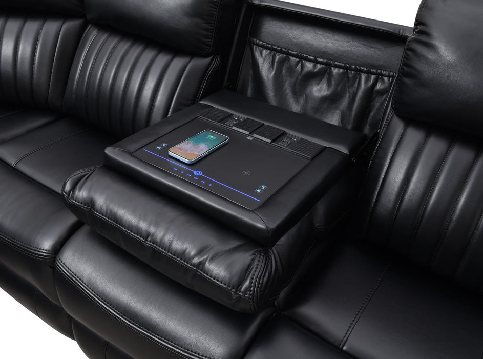 U22 - 3 Piece Power Reclining Sectional With Screen - Black - alternate view 4