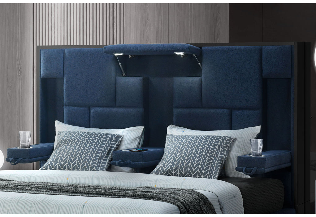 Oscar - King Bed Without Wood Trim - Navy Blue - alternate view 4