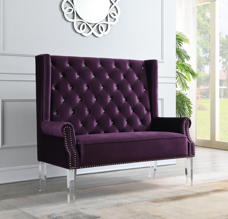 D2095 - High Back Velvet Wing Bench With Acrylic Legs - alternate view 4