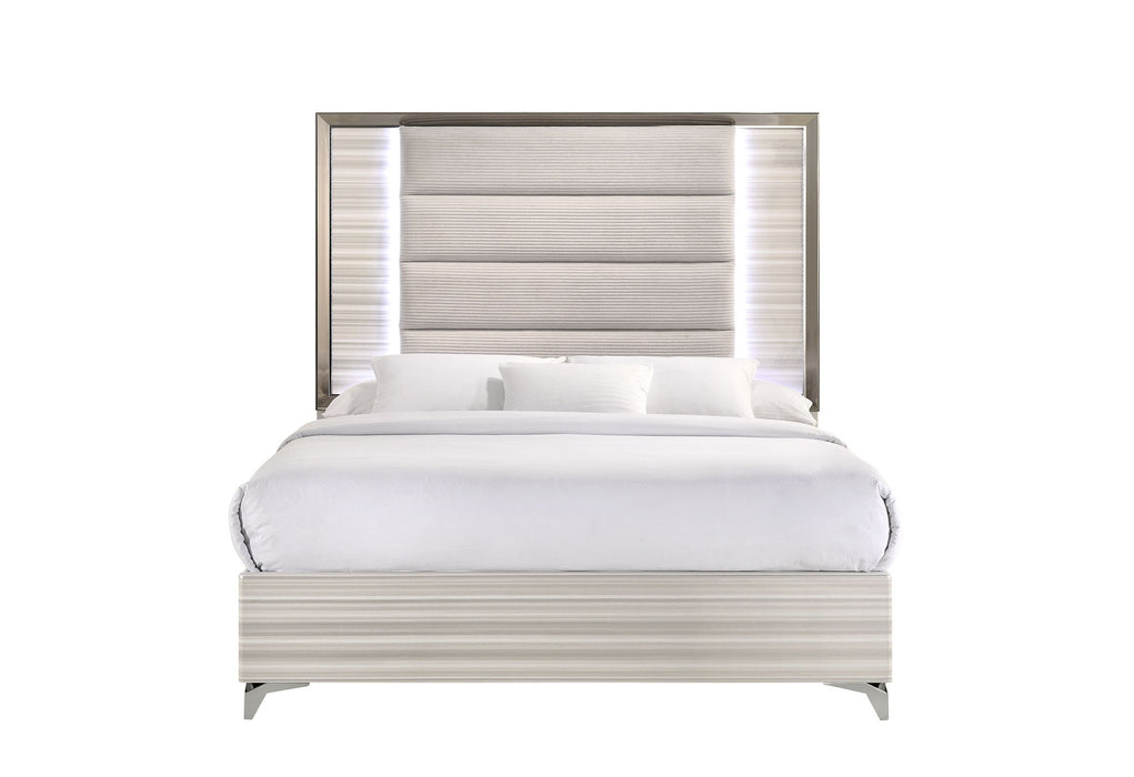 Zambrano - Queen Bed With LED - White - alternate view 4