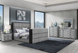 Isabella - 5 Piece Queen Bedroom Set (Queen Bed With LED, TV Lift, Bluetooth Speaker And Firpeplace Crystal) - Gray
