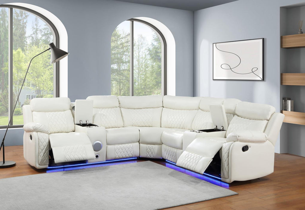 U64 - Motion 3 Piece Sectional With Bluetooth Speaker - White - Blue - alternate view 4