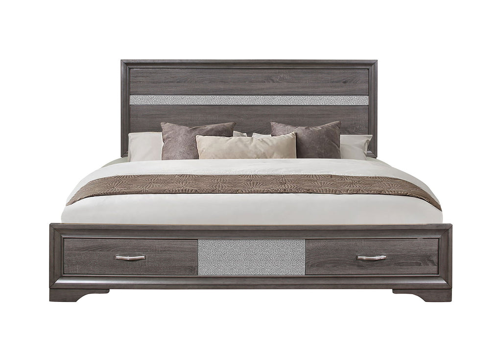 Seville - 4 Piece King Bedroom Set (Bed, Dresser, Mirror, Nightstand) - Gray - alternate view 3