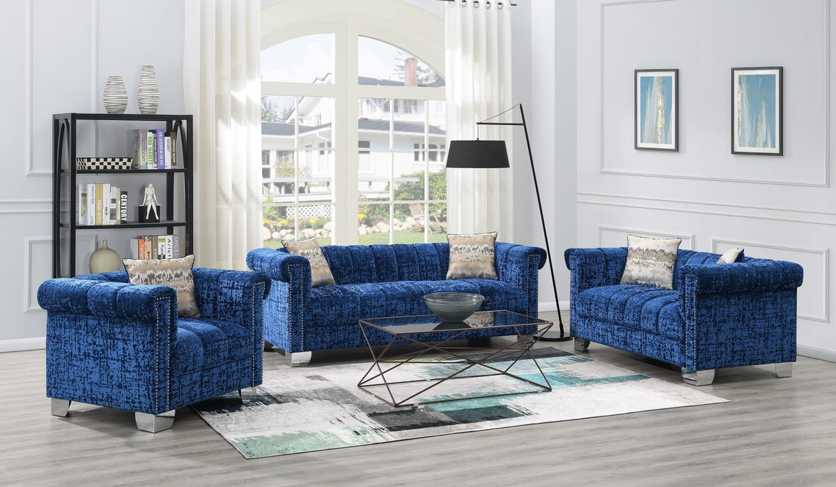 U230 - Dark Crushed Velvet Chair - Blue