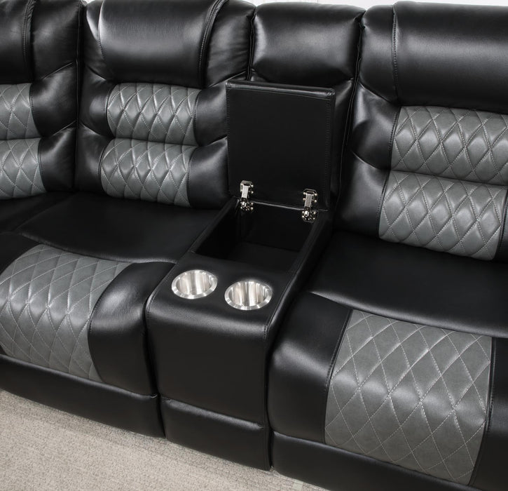 U89 - Black / Motion 3 Piece Sectional - Black - alternate view 4