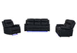 U6026 - 3 Piece Living Room Set (72A Reclining Sofa, Console Reclining Loveseat With LED And Speaker, Glider Recliner) - Black - alternate view 3