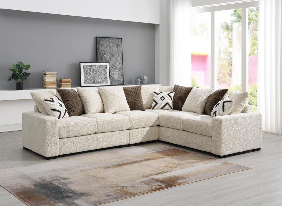 U328 - 4 Piece Sectional (1 LAF Loveseat 1 Armless Chair, 1 Wedge, 1 RAF Loveseat) - Beige - alternate view 4