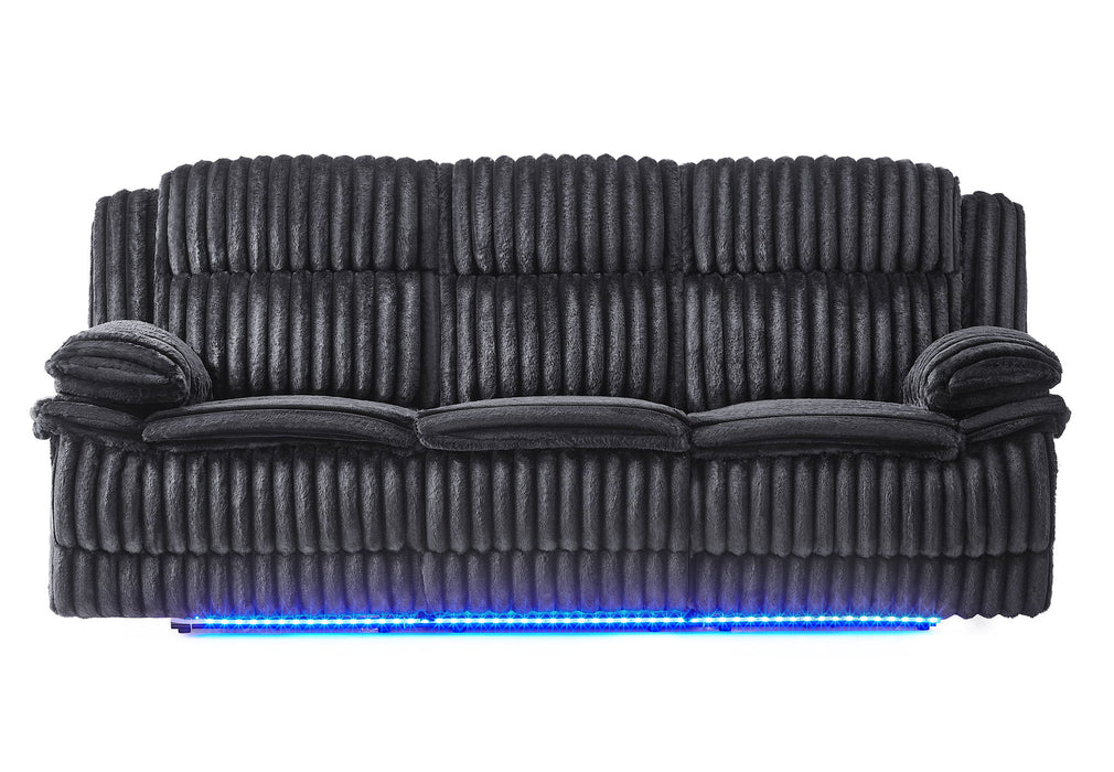 U8686 - Power Reclining Sofa With LED & Power Console Reclining Loveseat With LED & Power Recliner - Black