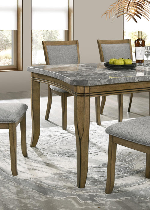 D076 - Rectangular Dining Table - Dark Dray Brush / Graystone Marble - alternate view 4
