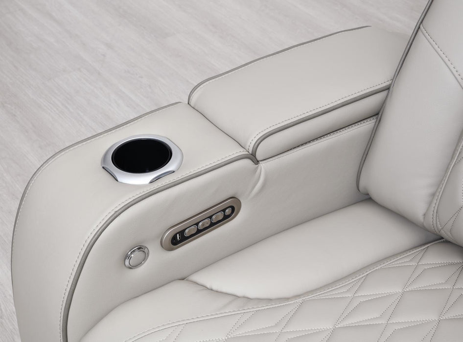 U11 - 3 Piece Power LED Sectional, Power Headrest, Heat, Massage Wireless Charger, And USB - Gray - alternate view 4