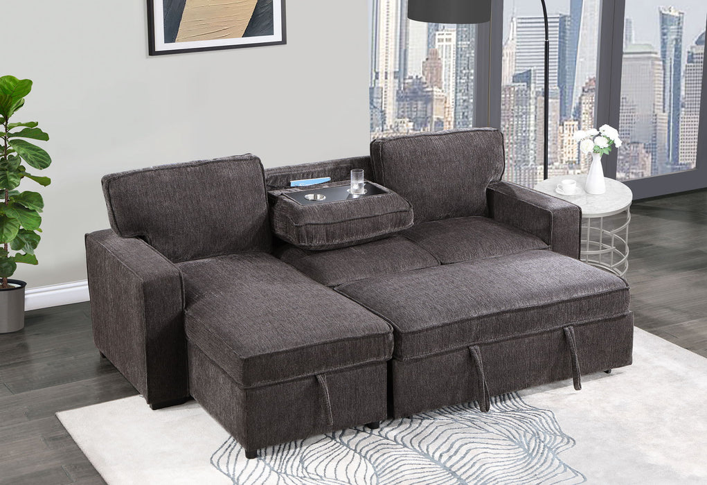 U0203 - Reversible Pull Out Fabric Sofa Bed - Dark Gray - alternate view 4
