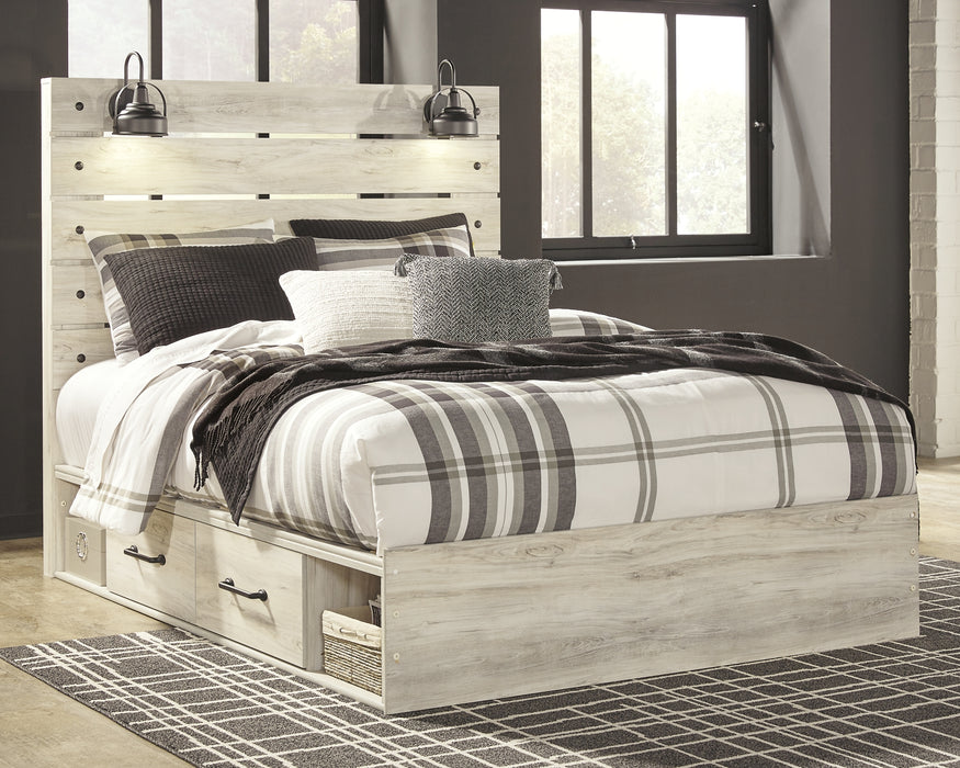 Cambeck Queen Panel Bed with 2 Storage Drawers with Mirrored Dresser and Nightstand - Raleigh Outlet