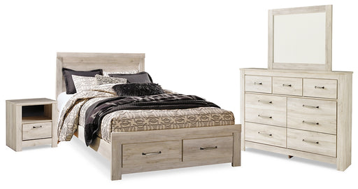 Bellaby Queen Platform Bed with 2 Storage Drawers with Mirrored Dresser and Nightstand - Raleigh Outlet