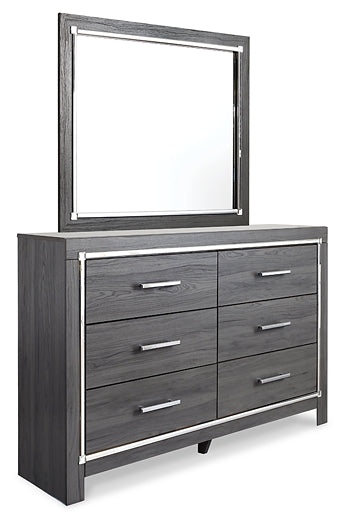 Lodanna King Panel Bed with 2 Storage Drawers with Mirrored Dresser and Nightstand - Raleigh Outlet