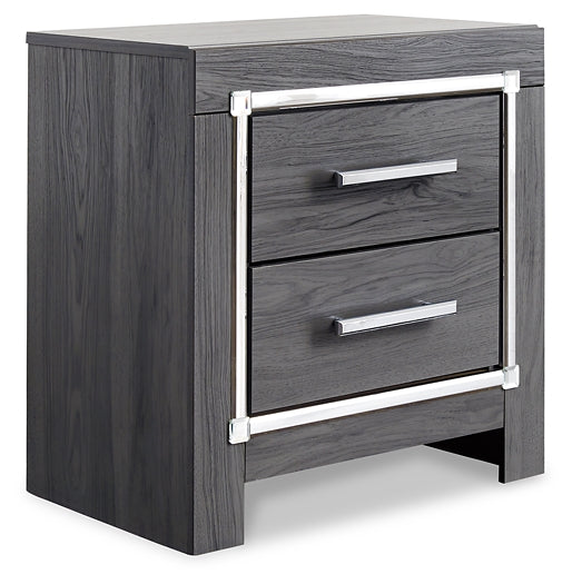 Lodanna Queen Panel Bed with 2 Storage Drawers with Mirrored Dresser and Nightstand - Raleigh Outlet