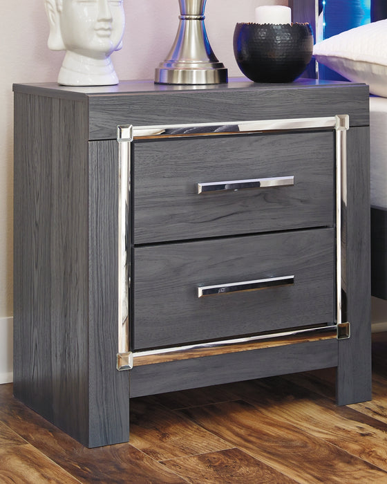Lodanna Queen Panel Bed with 2 Storage Drawers with Mirrored Dresser and Nightstand - Raleigh Outlet