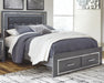 Lodanna Queen Panel Bed with 2 Storage Drawers with Mirrored Dresser and Nightstand - Raleigh Outlet