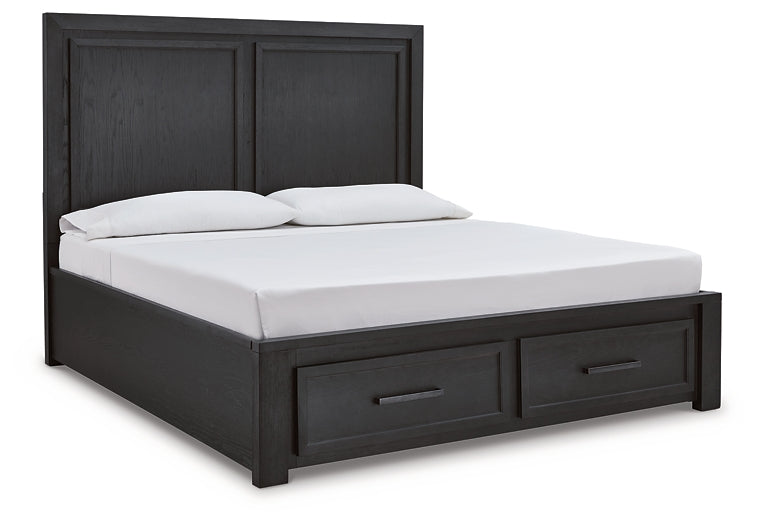 Foyland California King Panel Storage Bed with Mirrored Dresser, Chest and Nightstand - Raleigh Outlet
