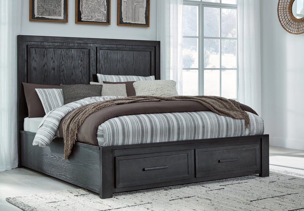 Foyland California King Panel Storage Bed with Mirrored Dresser, Chest and Nightstand - Raleigh Outlet