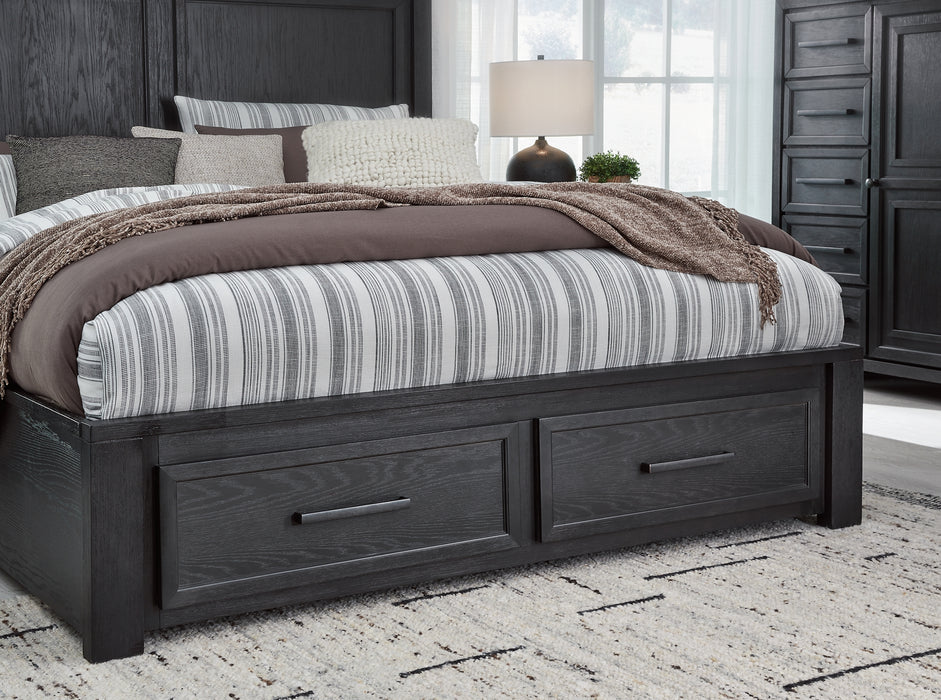 Foyland California King Panel Storage Bed with Mirrored Dresser, Chest and Nightstand - Raleigh Outlet