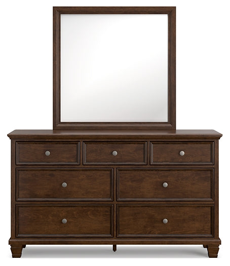 Danabrin California King Panel Bed with Mirrored Dresser, Chest and Nightstand - Raleigh Outlet