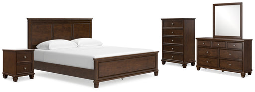 Danabrin California King Panel Bed with Mirrored Dresser, Chest and Nightstand - Raleigh Outlet