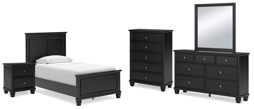 Lanolee Twin Panel Bed with Mirrored Dresser, Chest and Nightstand - Raleigh Outlet