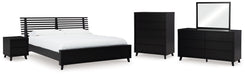 Danziar King Panel Bed with Mirrored Dresser, Chest and Nightstand - Raleigh Outlet
