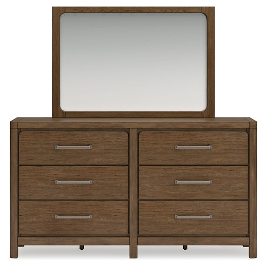 Cabalynn California King Panel Bed with Storage with Mirrored Dresser and Nightstand - Raleigh Outlet