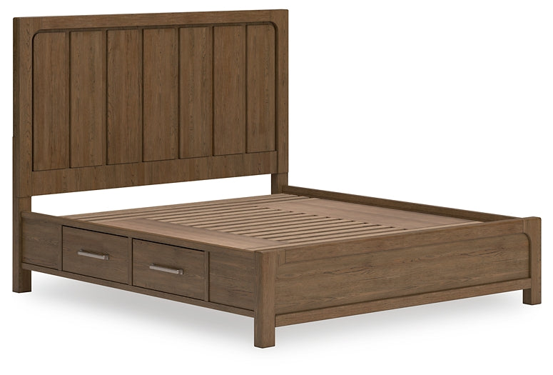 Cabalynn California King Panel Bed with Storage with Mirrored Dresser and Nightstand - Raleigh Outlet