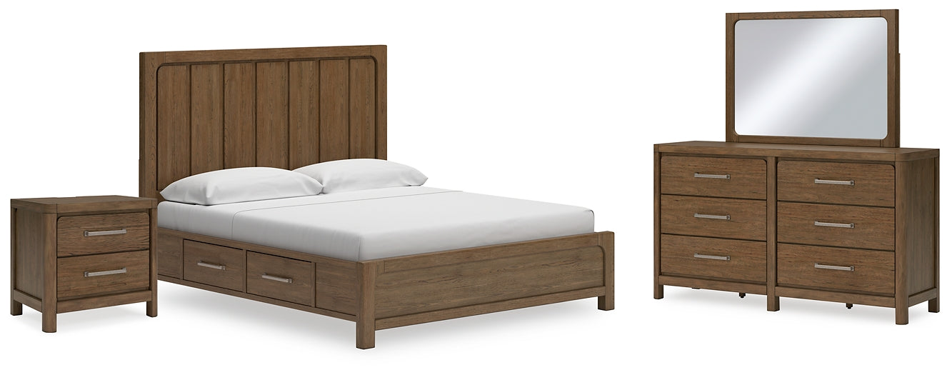 Cabalynn California King Panel Bed with Storage with Mirrored Dresser and Nightstand - Raleigh Outlet