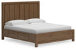 Cabalynn California King Panel Bed with Storage with Mirrored Dresser, Chest and Nightstand - Raleigh Outlet
