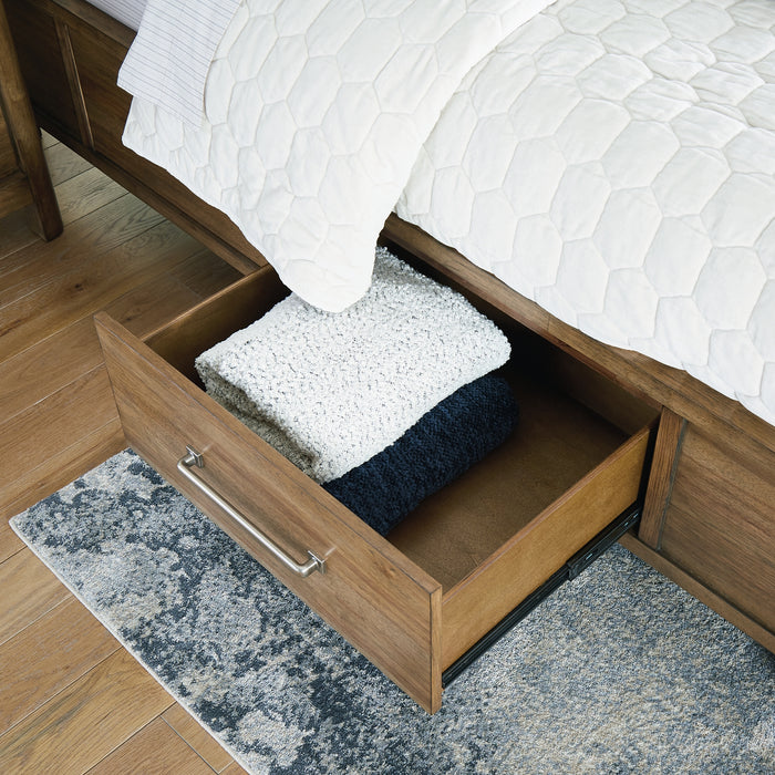 Cabalynn California King Panel Bed with Storage with Mirrored Dresser, Chest and Nightstand - Raleigh Outlet