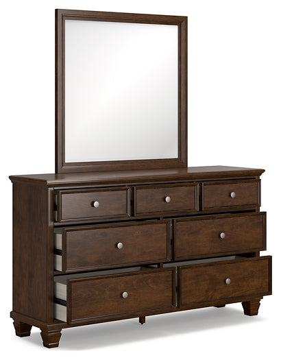 Danabrin California King Panel Bed with Mirrored Dresser and Nightstand - Raleigh Outlet
