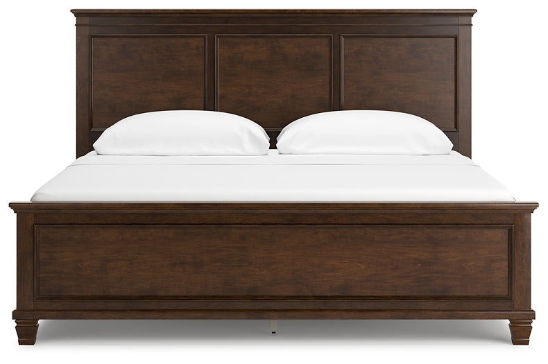 Danabrin California King Panel Bed with Mirrored Dresser and Nightstand - Raleigh Outlet