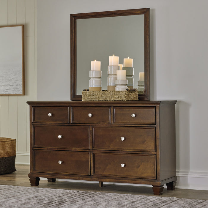 Danabrin California King Panel Bed with Mirrored Dresser and Nightstand - Raleigh Outlet